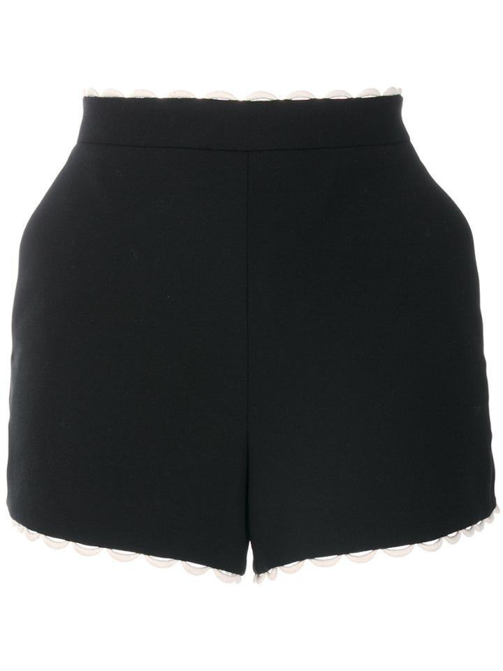 Red Valentino Scalloped Hem Shorts - Black