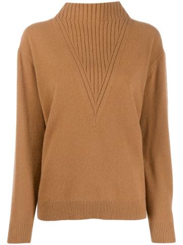 Pringle Of Scotland Ribbed Detail Turtleneck Sweater - Brown