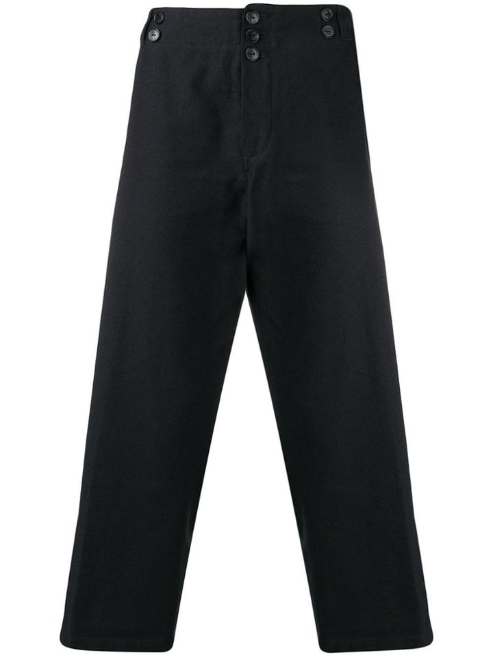 Ann Demeulemeester Buttoned Cropped Trousers - Black