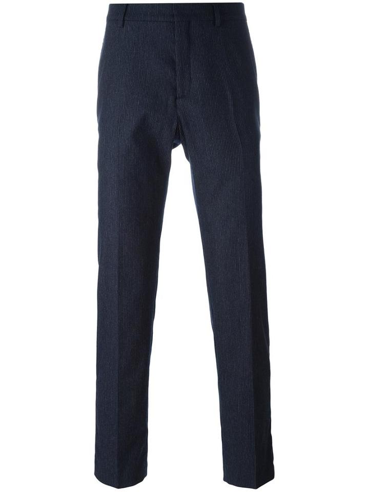 Ami Alexandre Mattiussi Lined Straight Fit Trousers, Men's, Size: 44, Blue, Wool/cotton/spandex/elastane/polyester