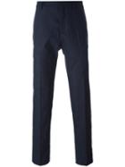 Ami Alexandre Mattiussi Lined Straight Fit Trousers, Men's, Size: 44, Blue, Wool/cotton/spandex/elastane/polyester