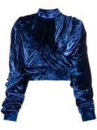Y/project Draped Crop Sweater - Blue