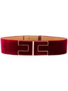 Elisabetta Franchi Adjustable Logo Waist Belt - Red