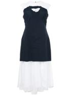 Aganovich Contrast Layer Striped Dress - Blue