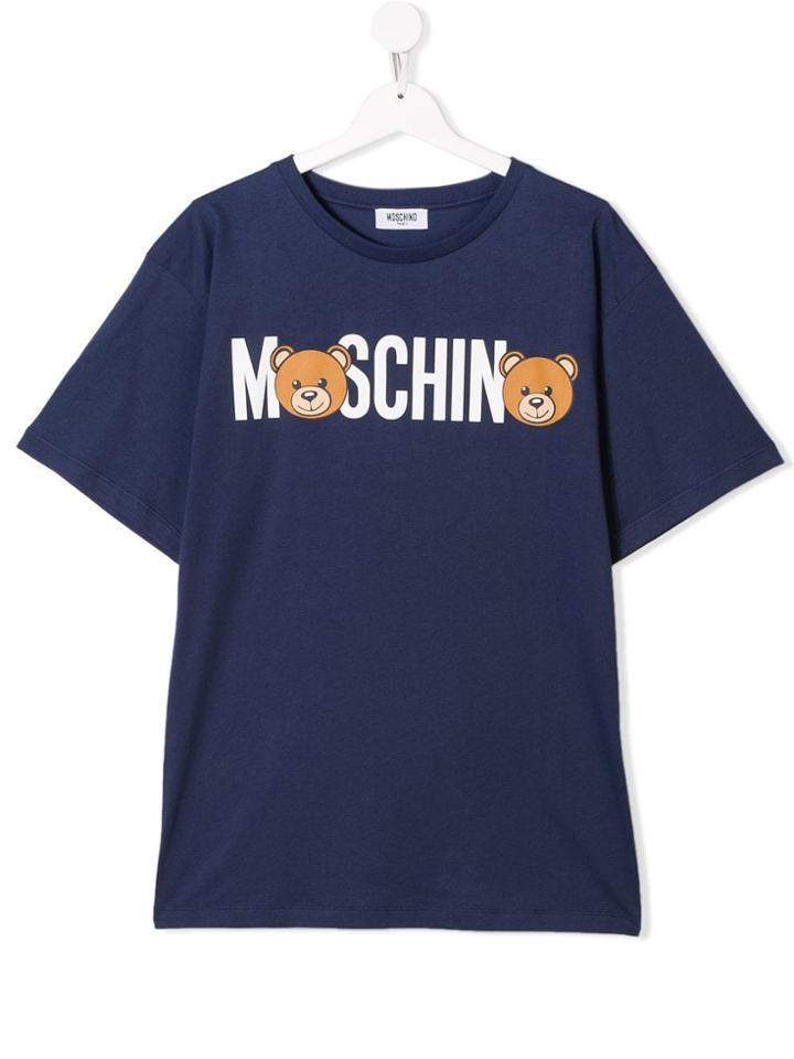 Moschino Kids Bear Logo Print T-shirt - Blue