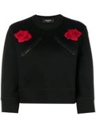 Dsquared2 Rose Patchwork Cropped Top - Black