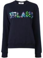 Msgm Embellished 'milano' Sweatshirt, Women's, Size: Small, Blue, Cotton/pvc/glass