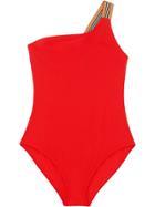 Burberry Icon Stripe Detail Swimsuit - Red