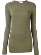 T By Alexander Wang Loose Fit Longsleeved Top, Women's, Size: Small, Green, Rayon