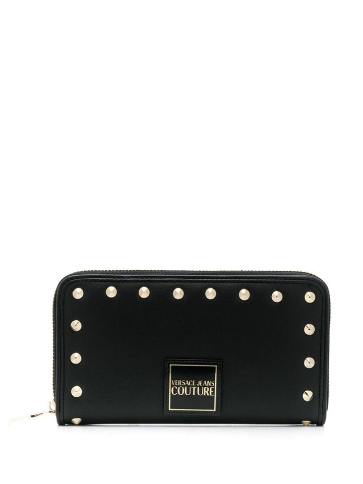 Versace Jeans Couture Studded Logo Patch Wallet - Black