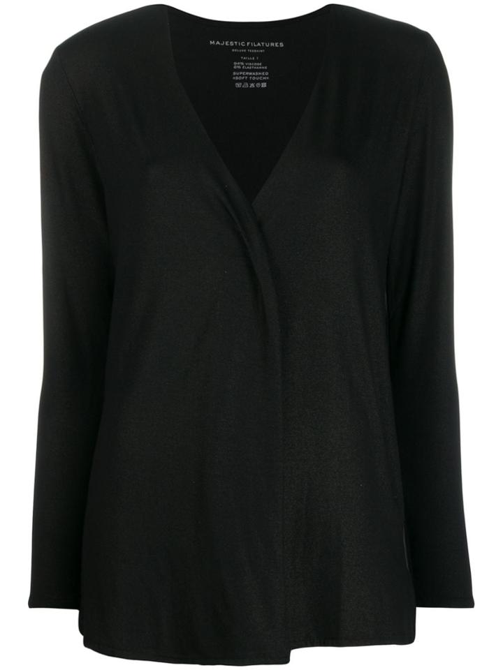 Majestic Filatures Metallic Jersey Cardigan - Black