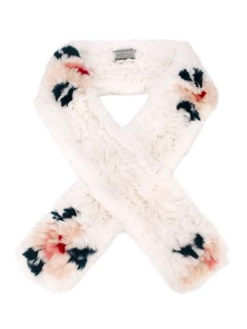 Yves Salomon Enfant Floral 'rex' Fur Scarf, Girl's, White