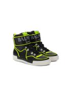 Balmain Kids Teen Logo Strap Hi-top Sneakers - Black