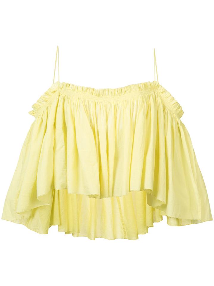 Apiece Apart - Off Shoulder Blouse - Women - Cotton - 2, Yellow/orange, Cotton