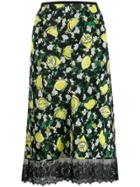 Diane Von Furstenberg Lemon Print Skirt - Black