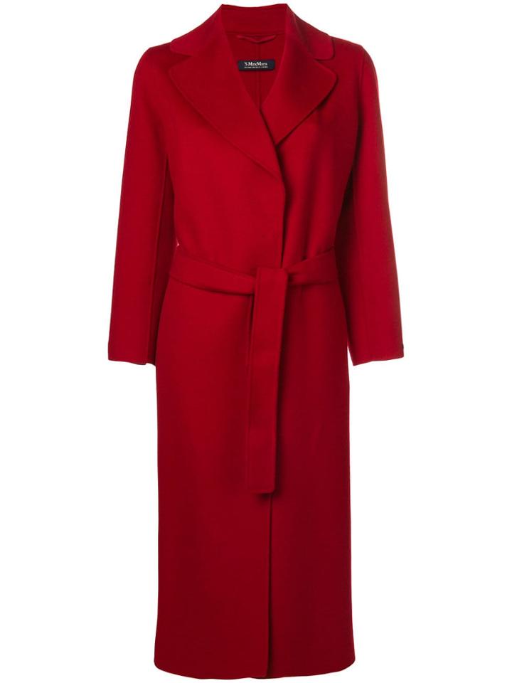 's Max Mara Long Open Front Coat - Red
