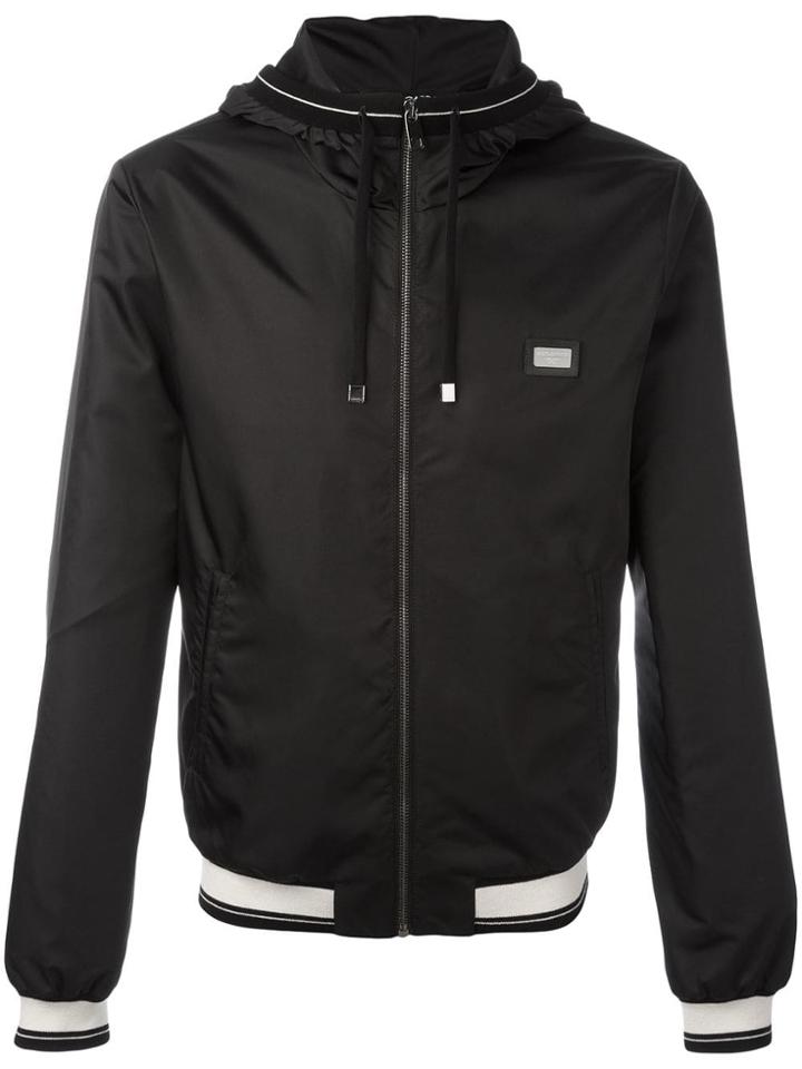 Dolce & Gabbana Contrast Stripe Rain Jacket - Black