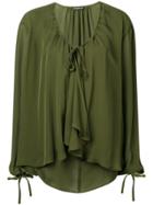 Plein Sud Ruffled Loose Fitted Blouse - Green