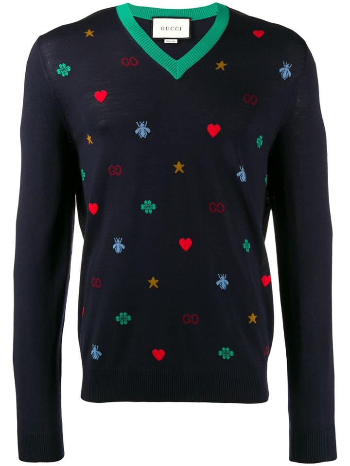 Gucci Gg Motif Jumper - Blue
