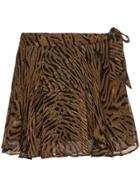 Ganni Tiger Print Midi Skirt - Brown