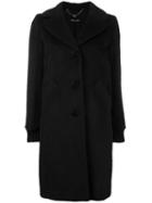Twin-set Buttoned Single Breasted Coat, Women's, Size: Large, Black, Wool/mohair/alpaca/polyester