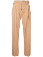 Layeur Wide Leg Pleated Detail Trousers - Brown
