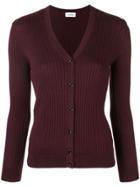 Courrèges Rib Knit Fitted Cardigan - Red