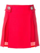 Versus Pleated Trim Studded Skirt, Women's, Size: 42, Red, Acetate/polyester/viscose