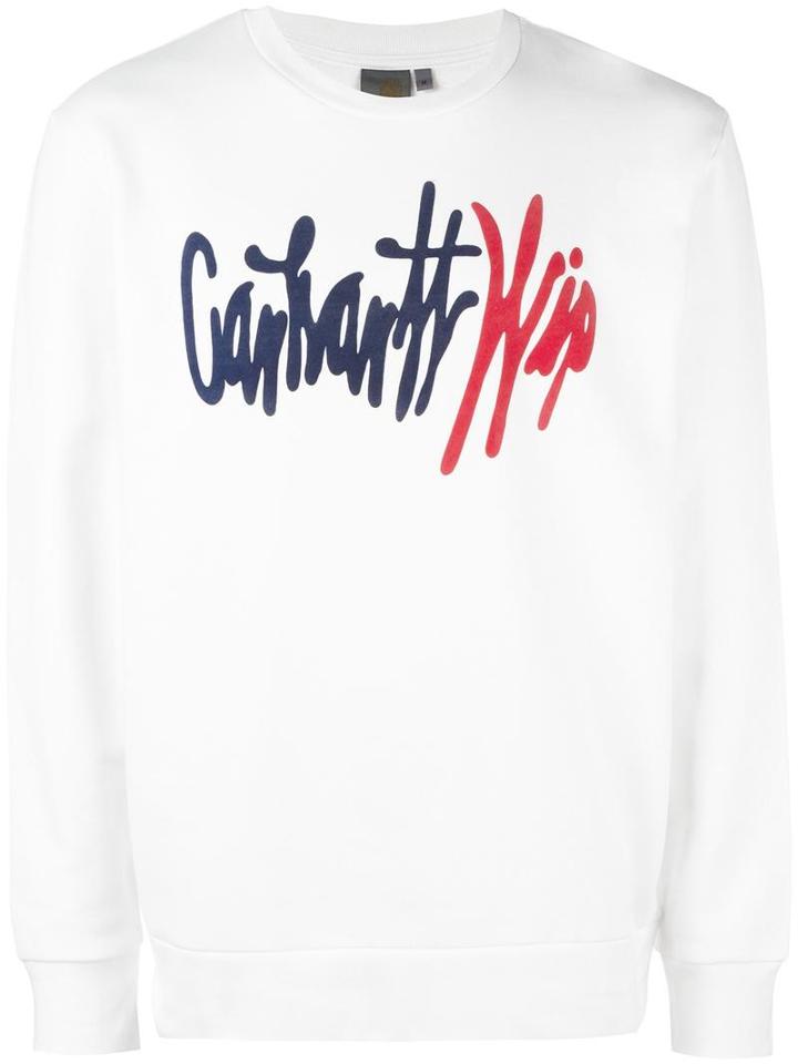 Carhartt Logo Print Sweatshirt, Men's, Size: Medium, White, Cotton
