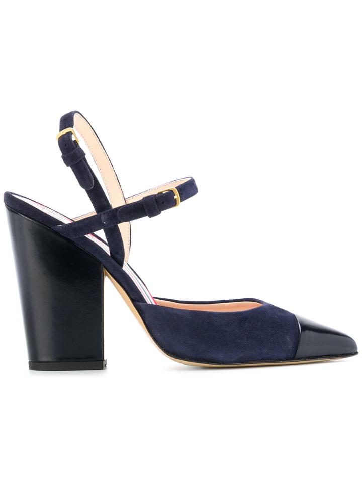 Thom Browne High-block D'orsay Slingback Heel In Leather - Blue