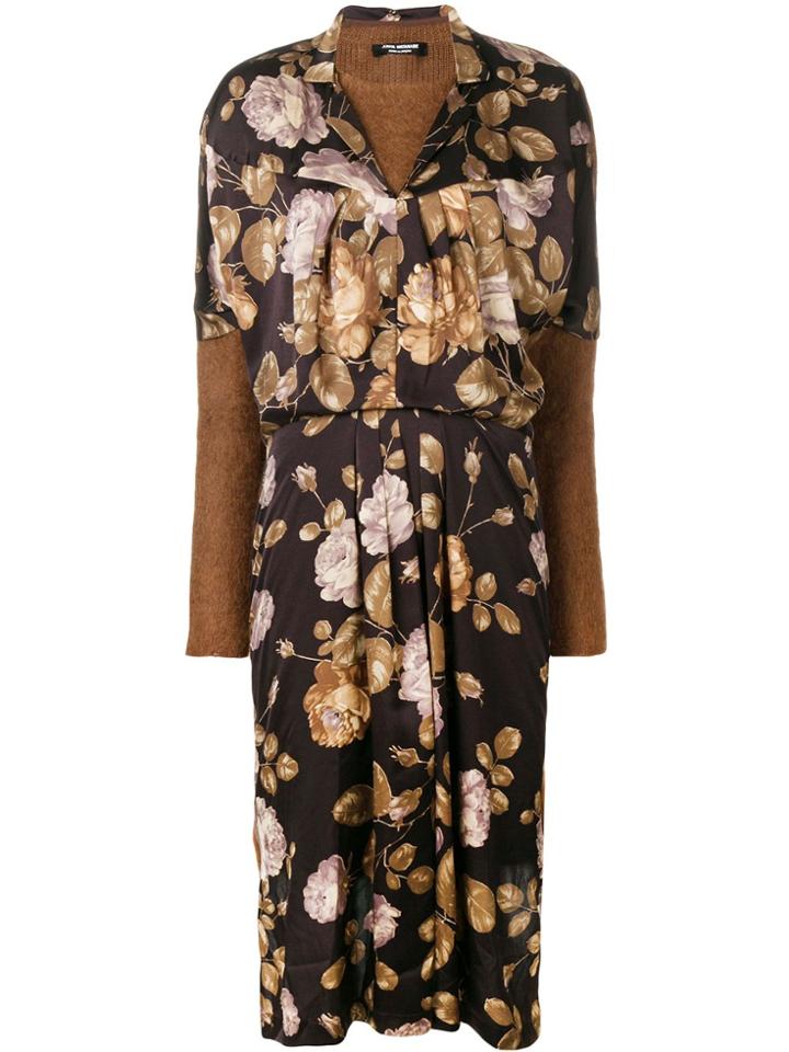 Junya Watanabe Floral Front Jersey Jumper Dress - Black