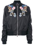 Alexander Mcqueen Floral And Gryphon Embroidered Bomber Jacket - Black