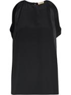 Burberry Sleeveless Panelled Silk Top - Black