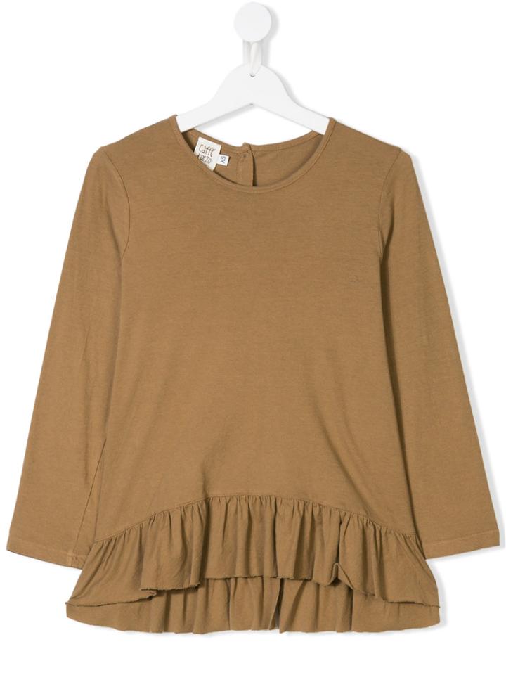 Caffe' D'orzo Ruffle Trim Top - Brown