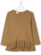 Caffe' D'orzo Ruffle Trim Top - Brown