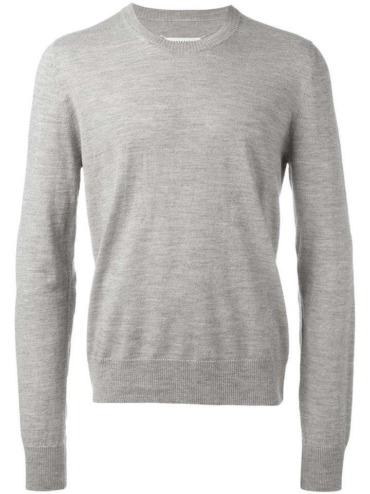 Maison Margiela Elbow Patch Jumper, Men's, Size: Small, Grey, Wool/linen/flax/calf Leather