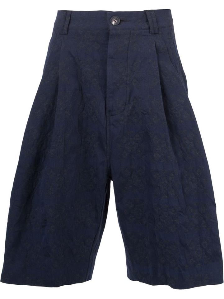 Song For The Mute Jacquard Bermuda Shorts, Men's, Size: 46, Blue, Cotton