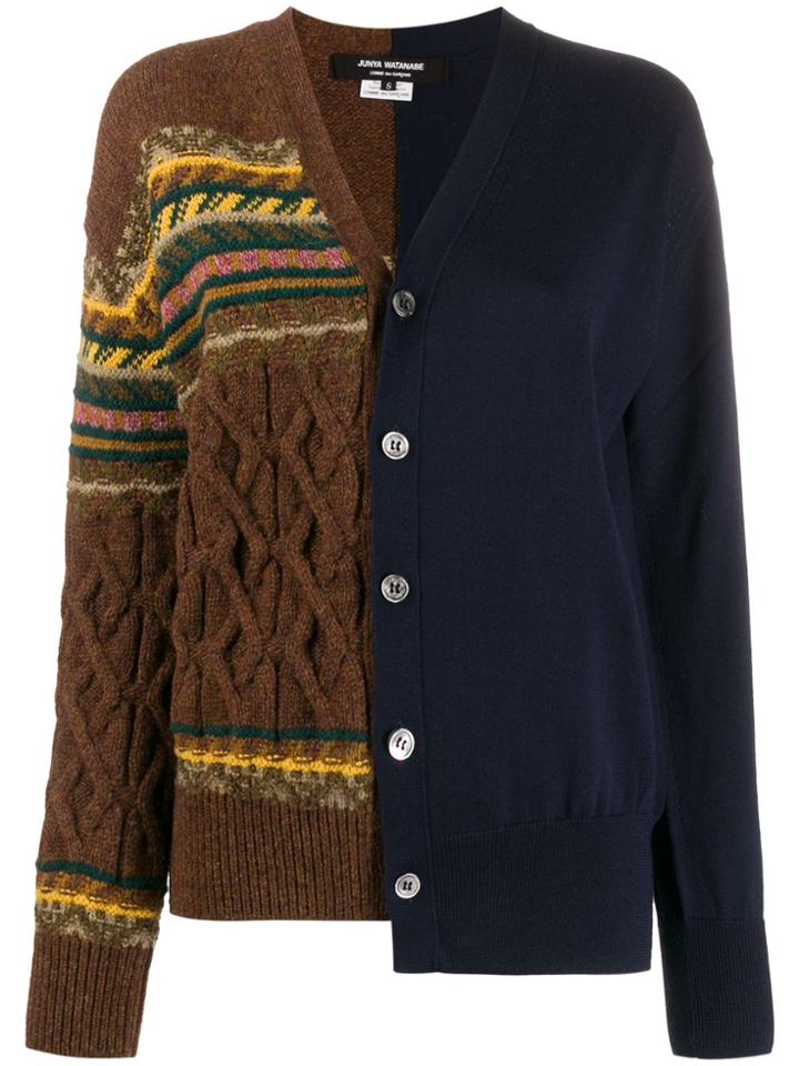 Junya Watanabe Contrast Pattern Cardigan - Blue