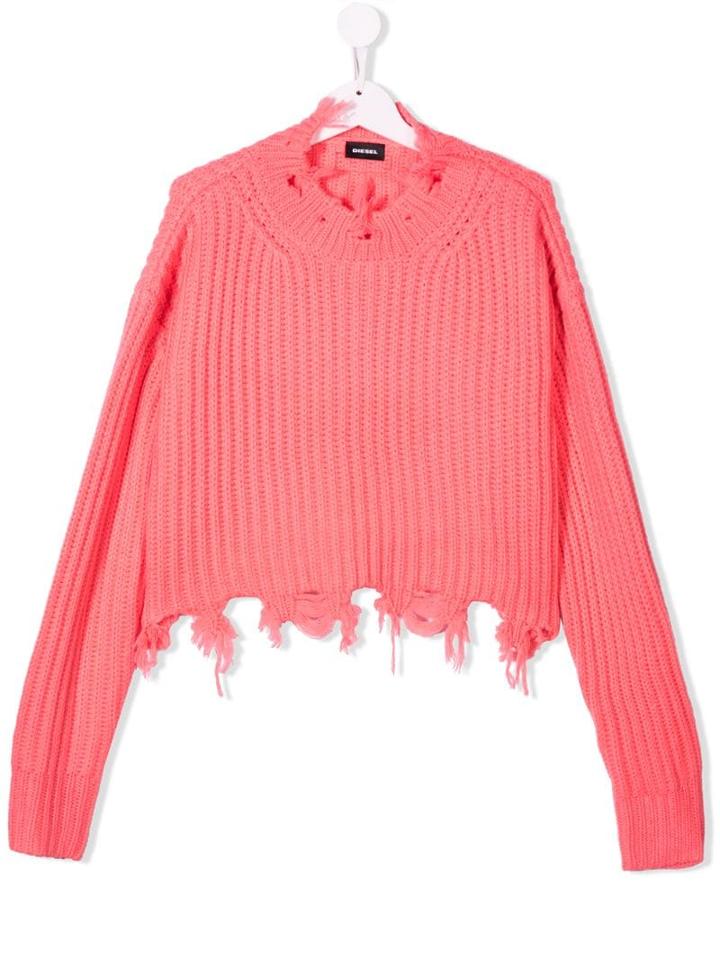 Diesel Kids Raw Edge Jumper - Pink
