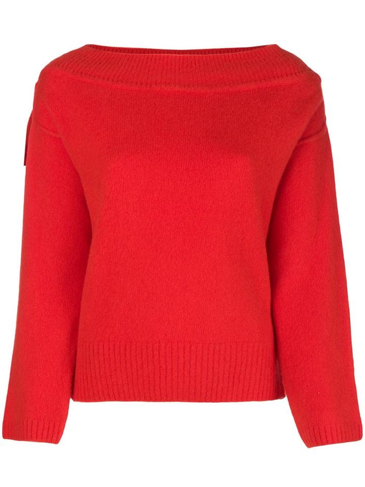 Forte Forte Ribbed Boat Neck Jumper - Red