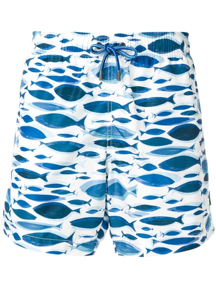 Ermenegildo Zegna Fish Pattern Swim Shorts - Blue