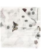 Alexander Mcqueen 'obsession' Embroidered Scarf, Women's, White, Silk/polyamide/polyester/metallic Fibre