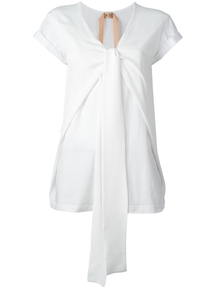 No21 Tie Knot T-shirt, Women's, Size: 40, White, Cotton/acetate/silk