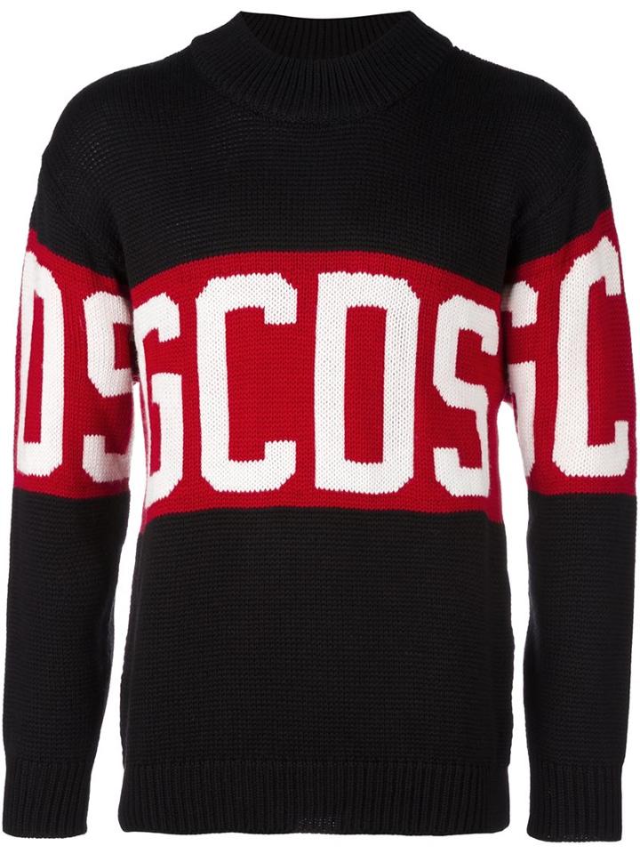 Gcds Logo Print Sweatshirt, Men's, Size: Xs, Blue, Merino/acrylic