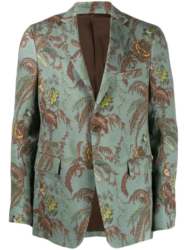 Etro Leaf Print Blazer - Green