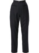 Chanel Pre-owned Pinstriped Cropped Trousers - Black