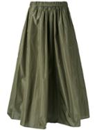 Kenzo Military A-line Skirt, Women's, Size: 40, Green, Silk/polyester