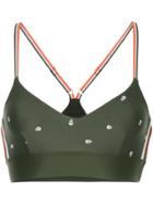 The Upside Skull Print Bra Top - Green