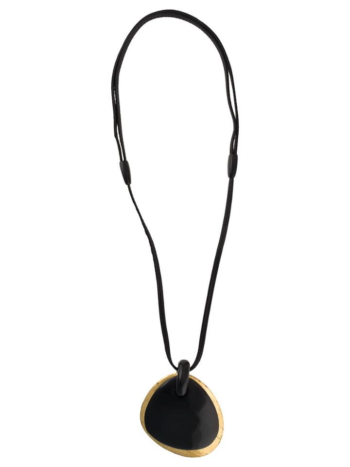 Monies Lacquered Pebble Necklace - Black