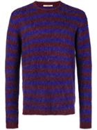 Nuur Striped Fuzzy Sweater - Pink & Purple